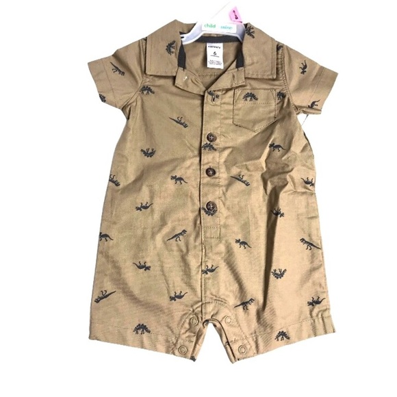 NWT Carter's Baby Boys' Tan Dinosaur Romper - Picture 8 of 9